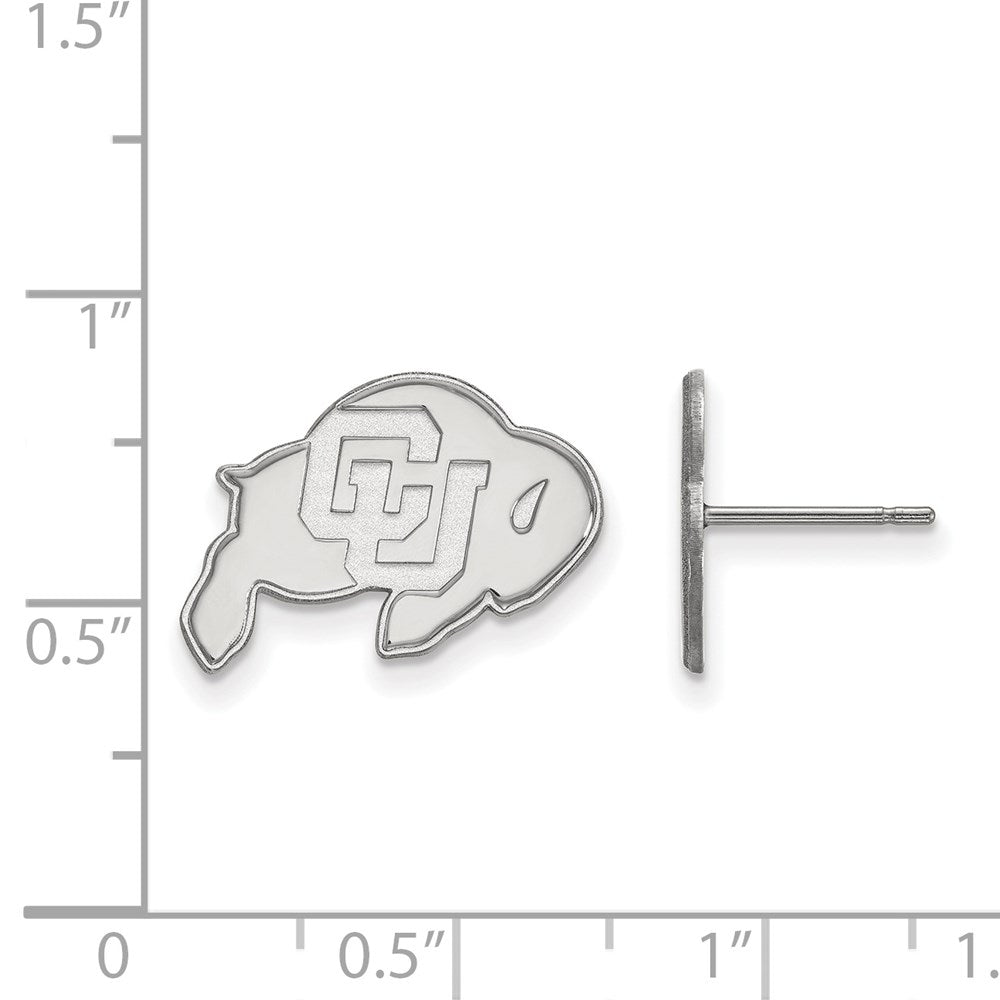 Sterling Silver Rhodium Plated Logoart University Of Colorado Buffalo Small Post Earrings