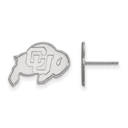 14K White Gold Logoart University Of Colorado Buffalo Small Post Earrings