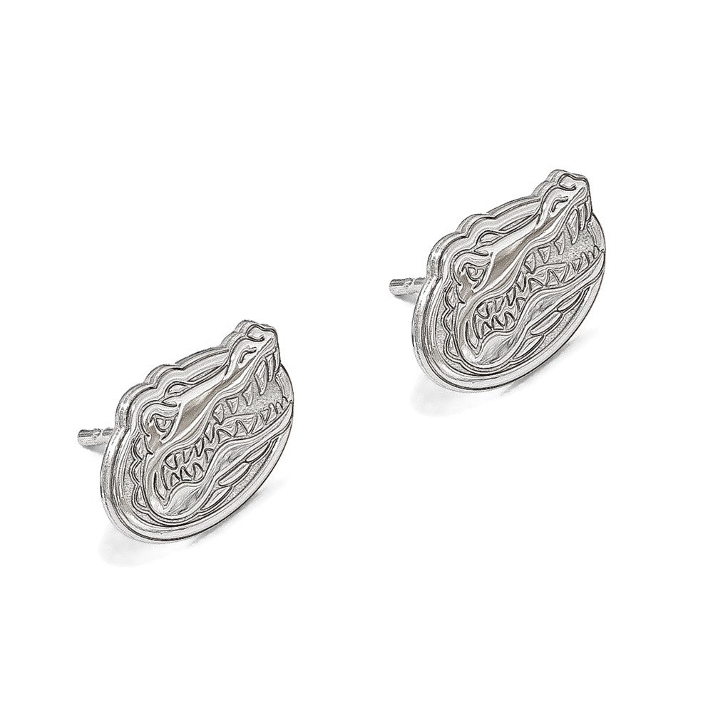 Sterling Silver Rhodium Plated Logoart University Of Florida Gator Extra Small Post Earrings