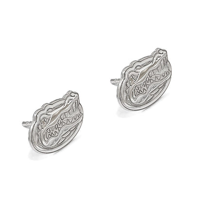 Sterling Silver Rhodium Plated Logoart University Of Florida Gator Extra Small Post Earrings