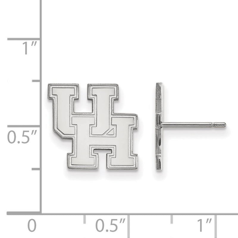 Sterling Silver Rhodium Plated Logoart University Of Houston U H Small Post Earrings