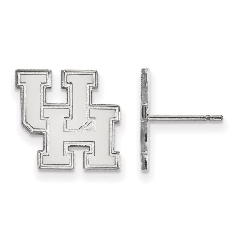 Sterling Silver Rhodium Plated Logoart University Of Houston U H Small Post Earrings