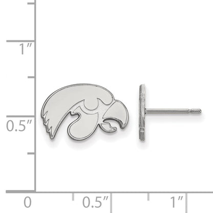 Sterling Silver Rhodium Plated Logoart University Of Iowa Hawk Extra Small Post Earrings