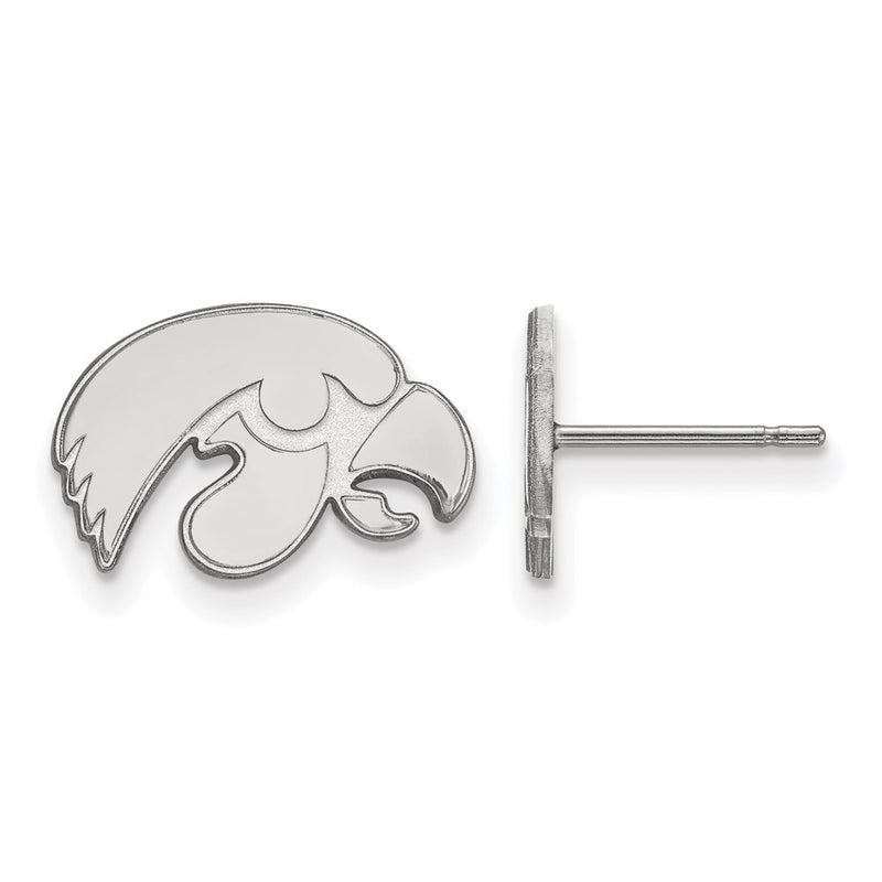 10K White Gold Logoart University Of Iowa Hawk Extra Small Post Earrings