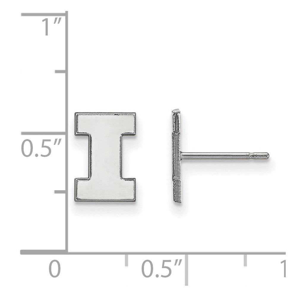 Sterling Silver Rhodium Plated Logoart University Of Illinois Letter I Extra Small Post Earrings