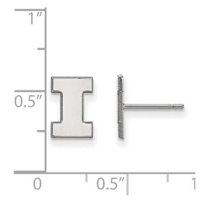 Sterling Silver Rhodium Plated Logoart University Of Illinois Letter I Extra Small Post Earrings