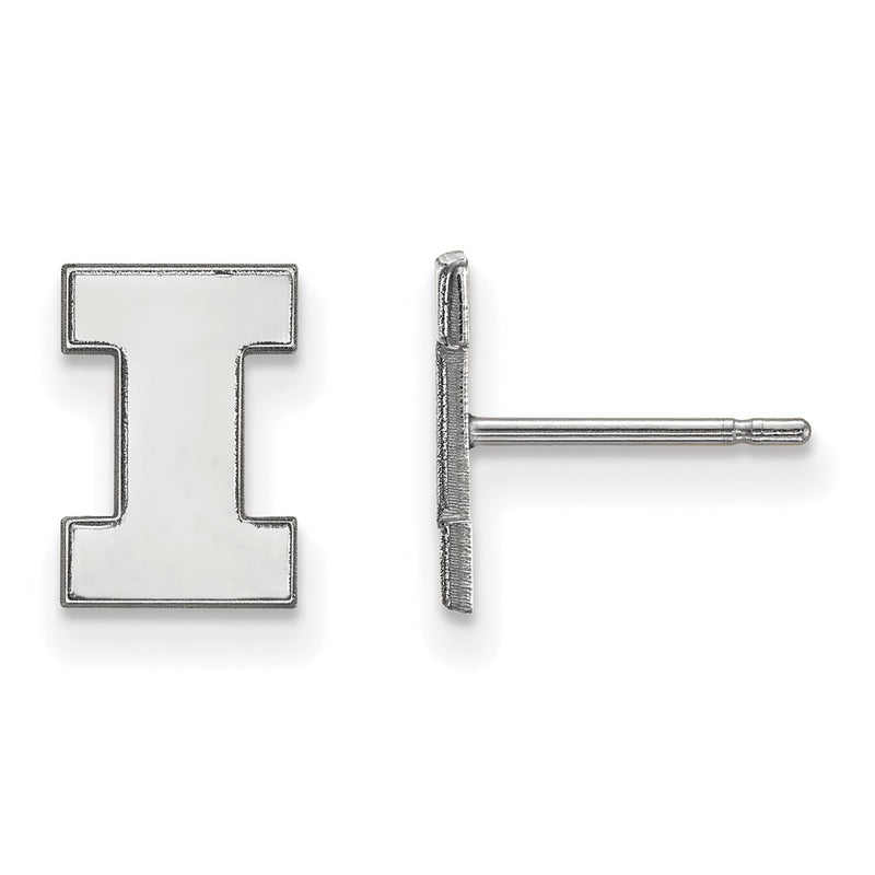 10K White Gold Logoart University Of Illinois Letter I Extra Small Post Earrings