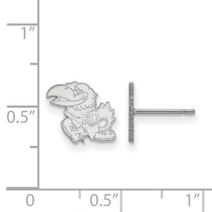 Sterling Silver Rhodium Plated Logoart University Of Kansas Jayhawk Extra Small Post Earrings