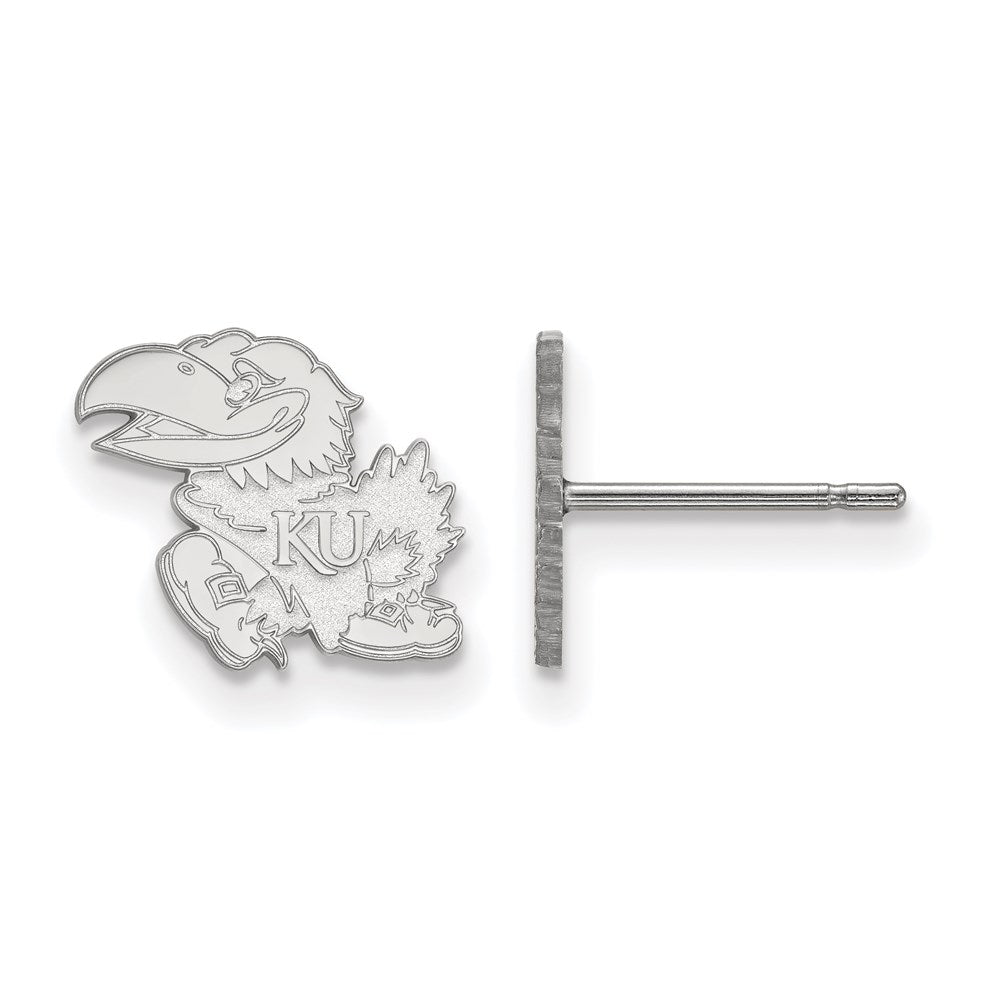 10K White Gold Logoart University Of Kansas Jayhawk Extra Small Post Earrings
