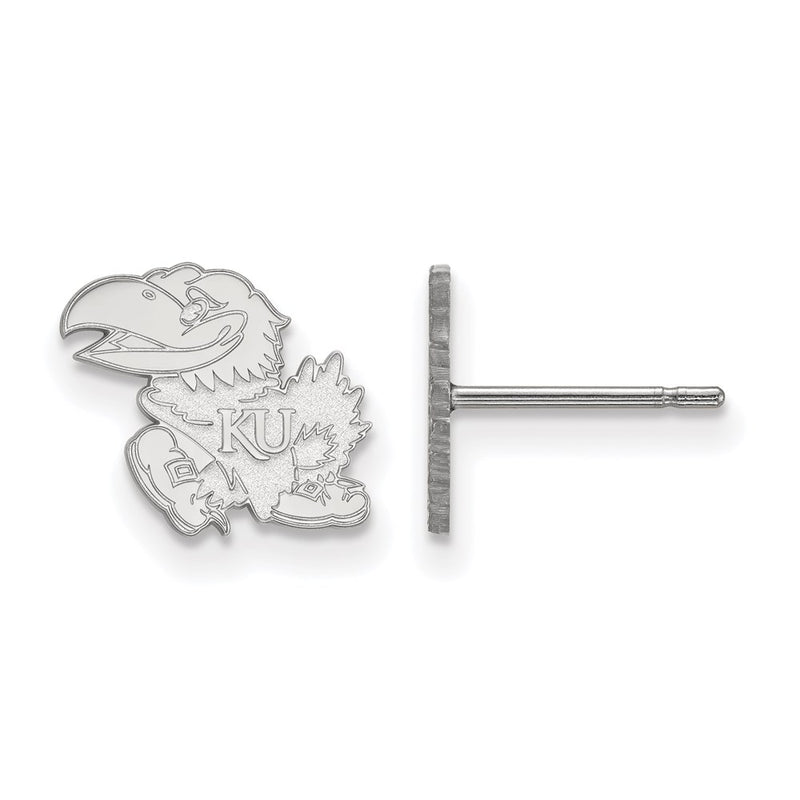 10K White Gold Logoart University Of Kansas Jayhawk Extra Small Post Earrings