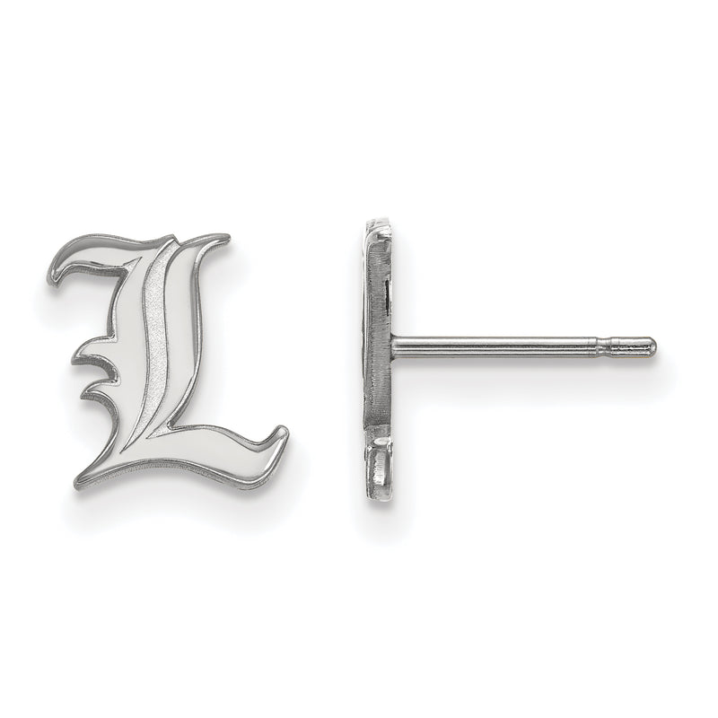 Sterling Silver Rhodium Plated Logoart University Of Louisville Letter L Extra Small Post Earrings