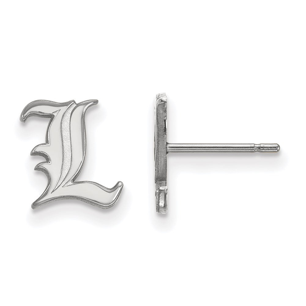 14K White Gold Logoart University Of Louisville Letter L Extra Small Post Earrings
