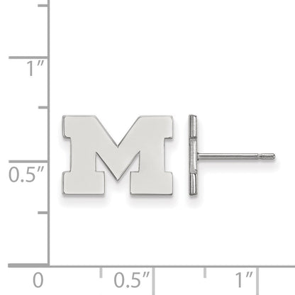 10K White Gold Logoart University Of Michigan Letter M Extra Small Post Earrings