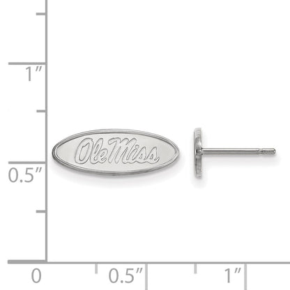 10K White Gold Logoart University Of Mississippi Ole Miss Oval Extra Small Post Earrings