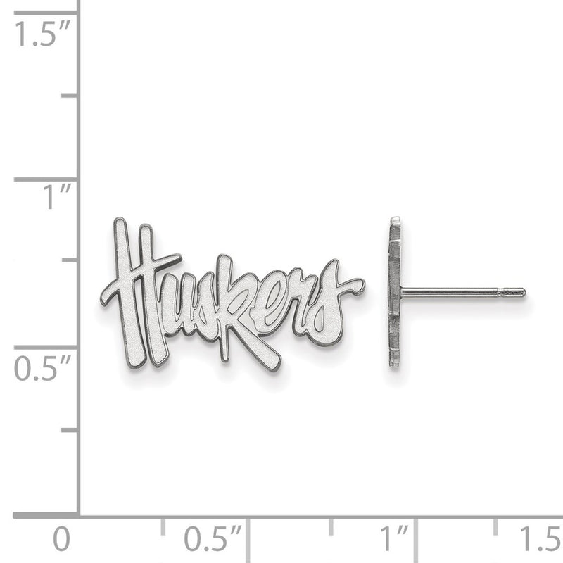 Sterling Silver Rhodium Plated Logoart University Of Nebraska Huskers Small Post Earrings