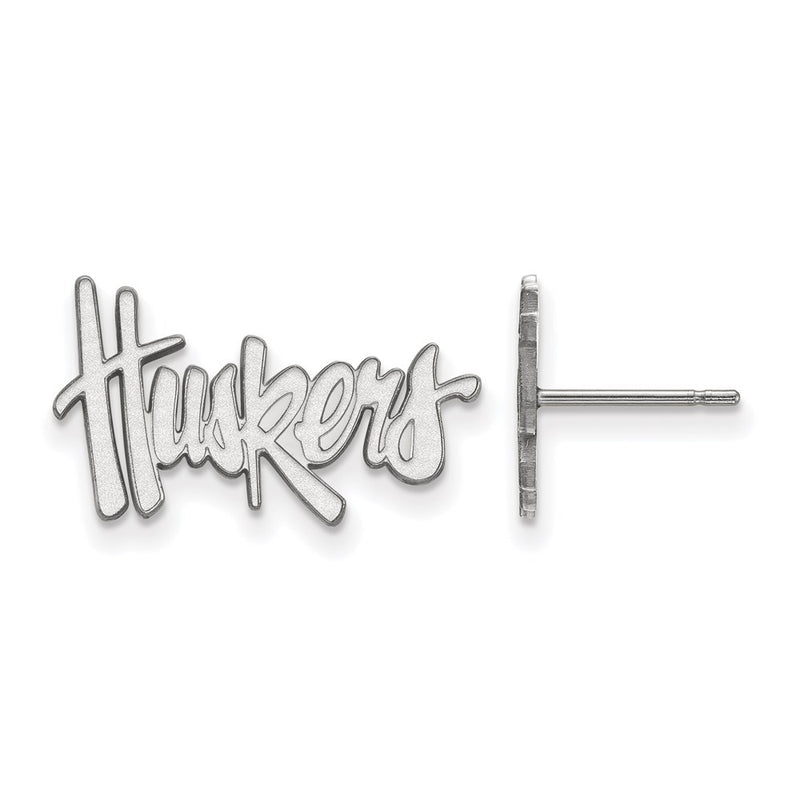 10K White Gold Logoart University Of Nebraska Huskers Small Post Earrings
