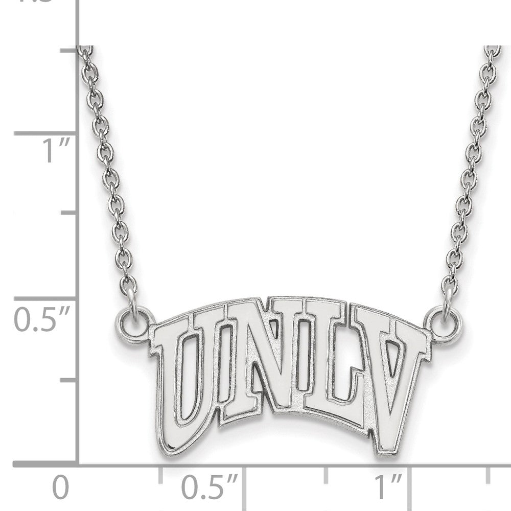Sterling Silver Rhodium Plated Logoart University Of Nevada Las Vegas U N L V Small Pendant 18 Inch Necklace