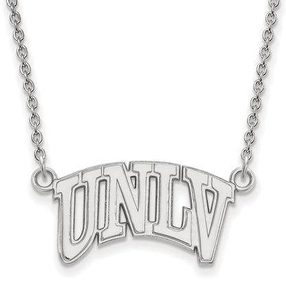 Sterling Silver Rhodium Plated Logoart University Of Nevada Las Vegas U N L V Small Pendant 18 Inch Necklace