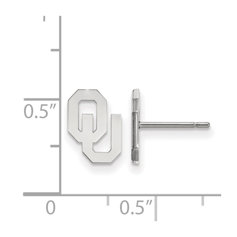 Sterling Silver Rhodium Plated Logoart University Of Oklahoma O U Extra Small Post Earrings
