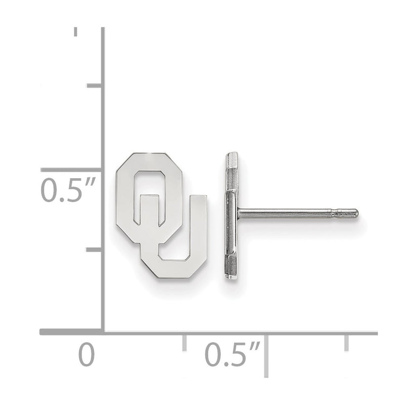 Sterling Silver Rhodium Plated Logoart University Of Oklahoma O U Extra Small Post Earrings