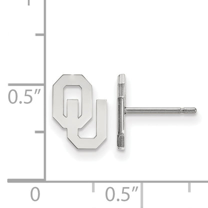 10K White Gold Logoart University Of Oklahoma O U Extra Small Post Earrings