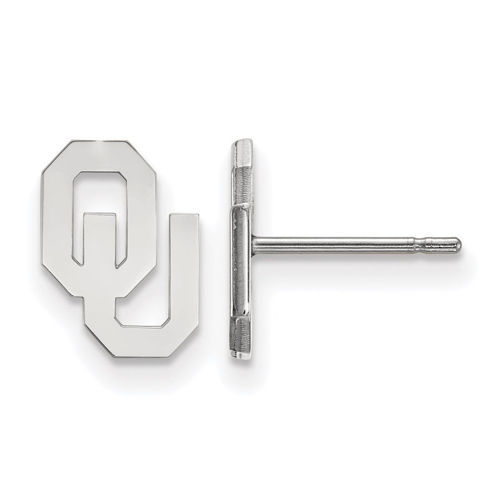 Sterling Silver Rhodium Plated Logoart University Of Oklahoma O U Extra Small Post Earrings