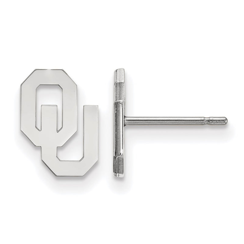 Sterling Silver Rhodium Plated Logoart University Of Oklahoma O U Extra Small Post Earrings
