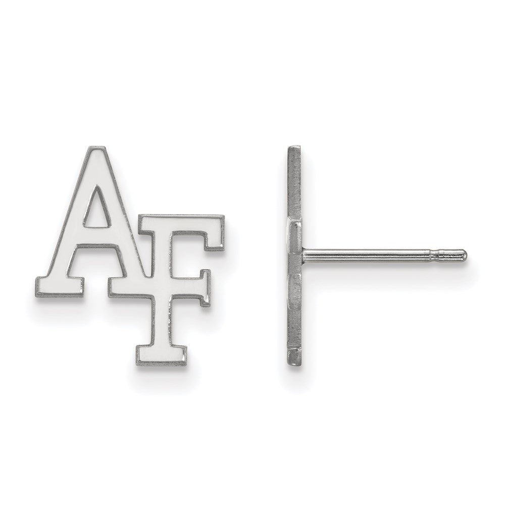 10K White Gold Logoart United States Air Force Academy A F Small Post Earrings