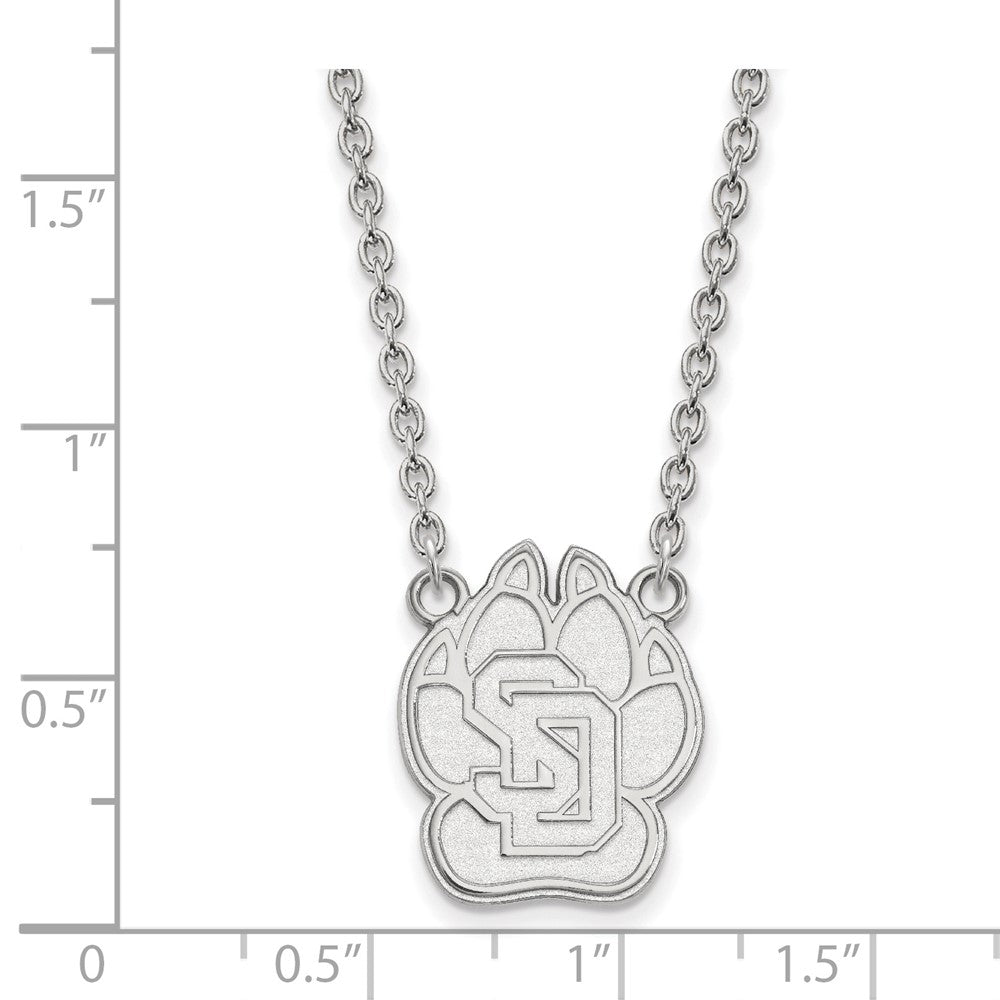 Sterling Silver Rhodium Plated Logoart University Of South Dakota Large Pendant 18 Inch Necklace