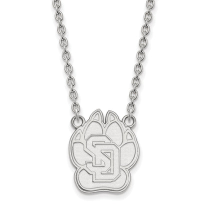 Sterling Silver Rhodium Plated Logoart University Of South Dakota Large Pendant 18 Inch Necklace