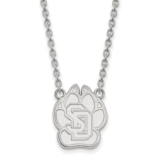 Sterling Silver Rhodium Plated Logoart University Of South Dakota Large Pendant 18 Inch Necklace