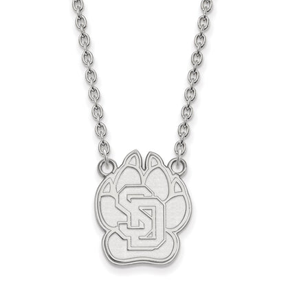 14K White Gold Logoart University Of South Dakota Large Pendant 18 Inch Necklace