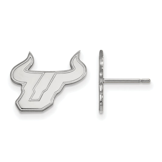 10K White Gold Logoart University Of South Florida Bull Small Post Earrings