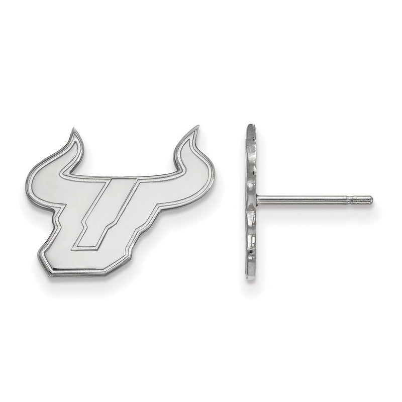 Sterling Silver Rhodium Plated Logoart University Of South Florida Bull Small Post Earrings