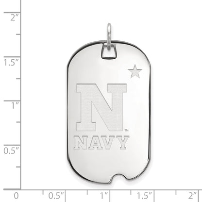10K White Gold Logoart Us Naval Academy Large Dog Tag Pendant