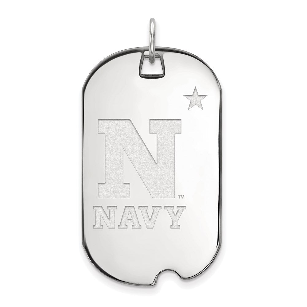 10K White Gold Logoart Us Naval Academy Large Dog Tag Pendant