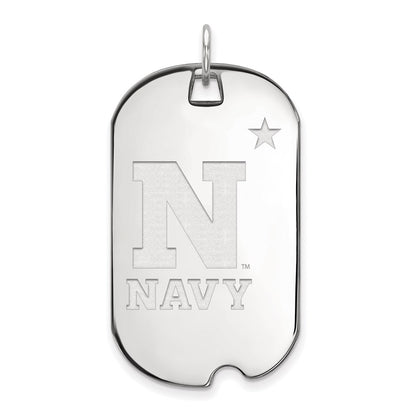 14K White Gold Logoart Us Naval Academy Large Dog Tag Pendant
