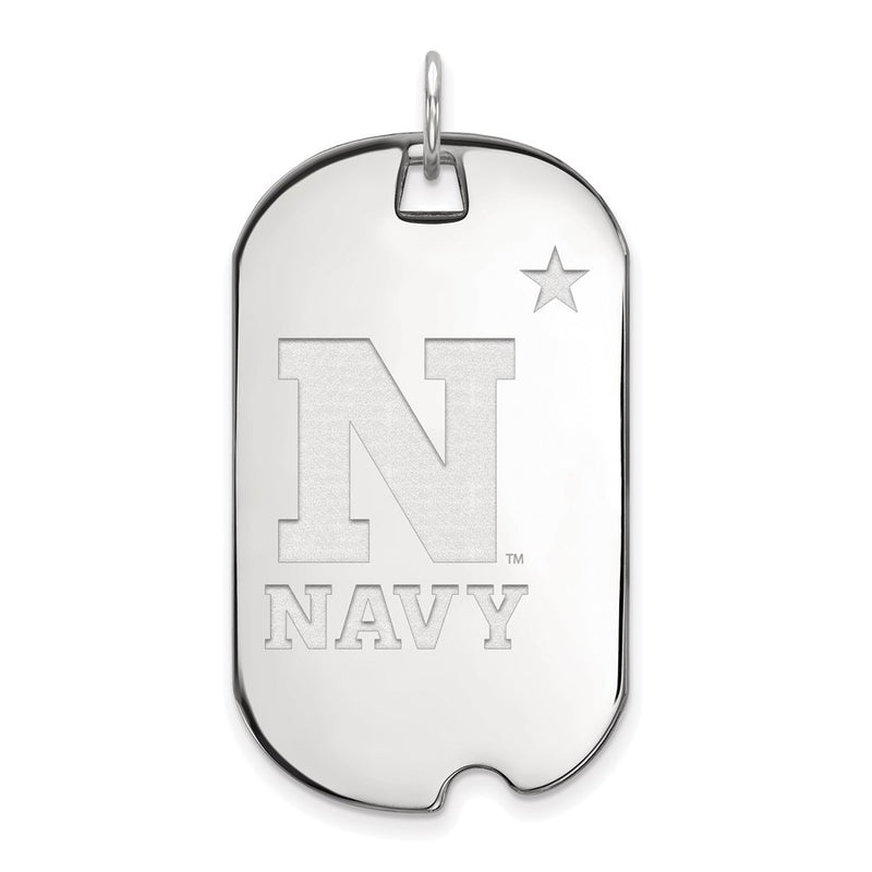 14K White Gold Logoart Us Naval Academy Large Dog Tag Pendant