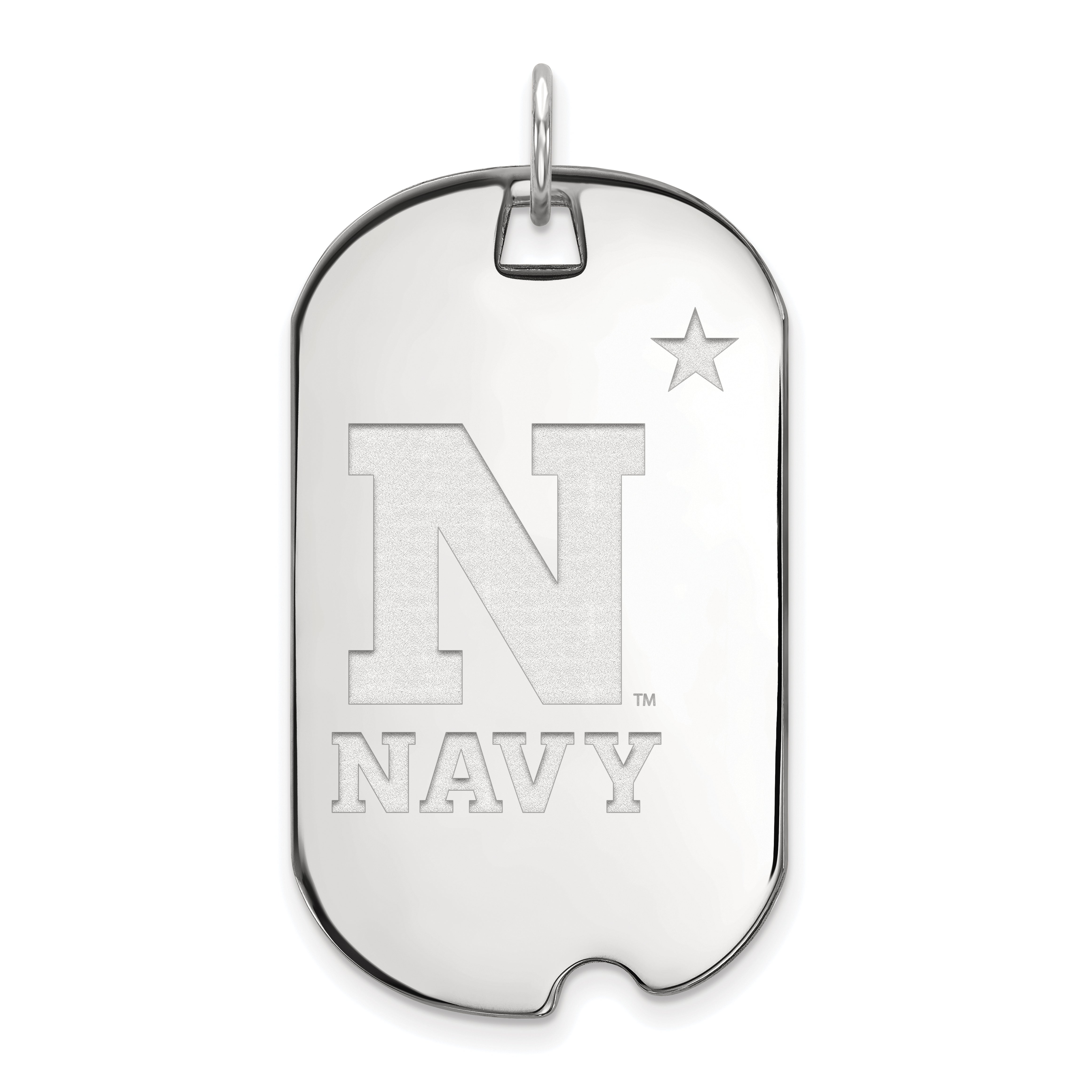 10K White Gold Logoart Us Naval Academy Large Dog Tag Pendant
