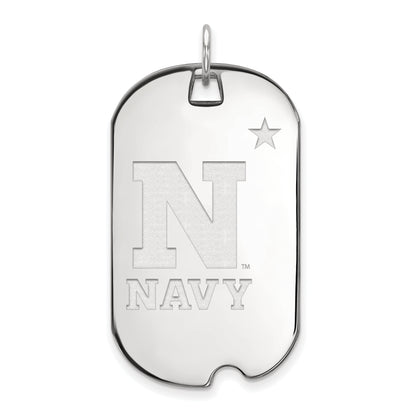 10K White Gold Logoart Us Naval Academy Large Dog Tag Pendant