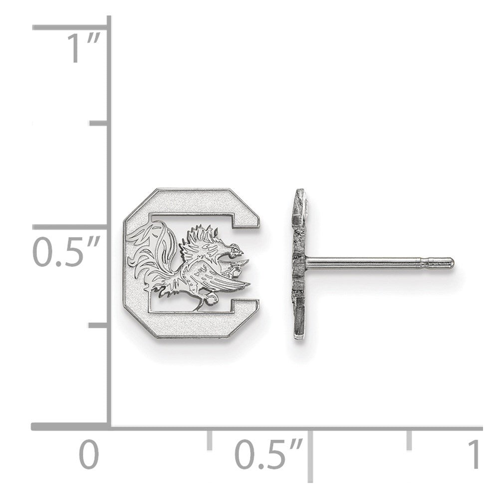 Sterling Silver Rhodium Plated Logoart University Of South Carolina Extra Small Post Earrings