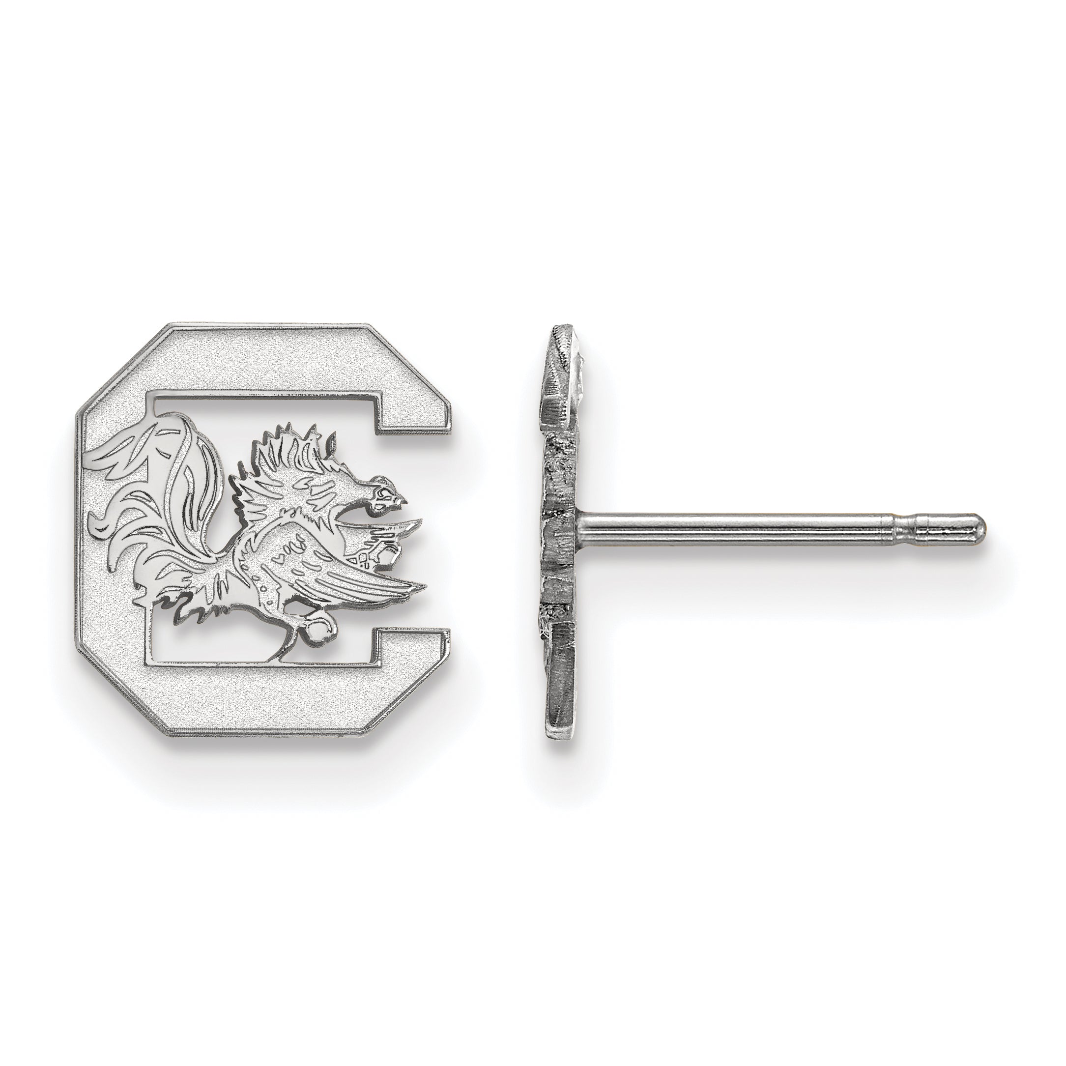 10K White Gold Logoart University Of South Carolina Extra Small Post Earrings