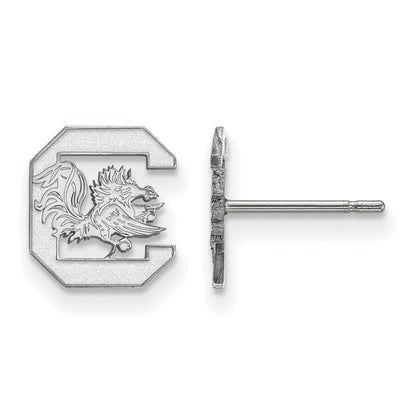 Sterling Silver Rhodium Plated Logoart University Of South Carolina Extra Small Post Earrings