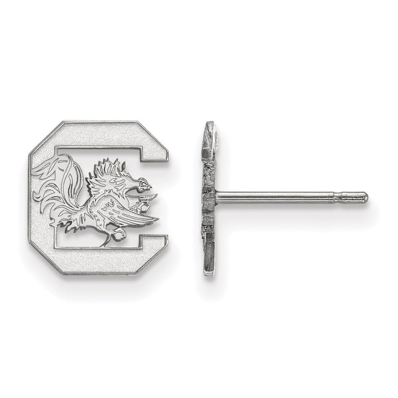 Sterling Silver Rhodium Plated Logoart University Of South Carolina Extra Small Post Earrings