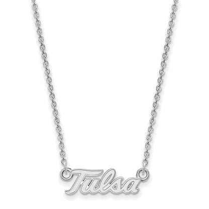 14K White Gold Logoart University Of Tulsa T U Small Pendant 18 Inch Necklace