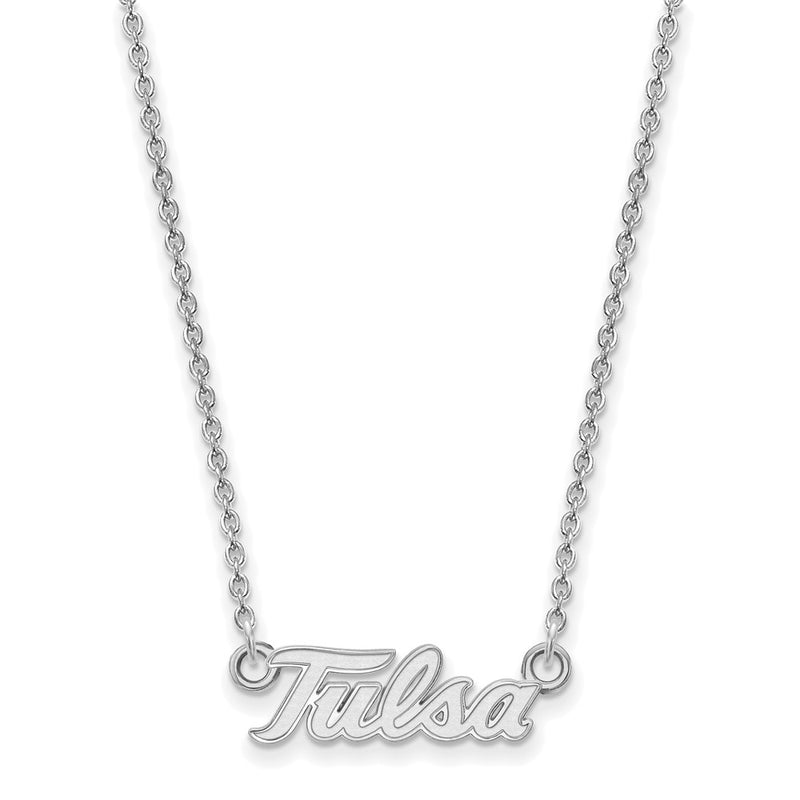 14K White Gold Logoart University Of Tulsa T U Small Pendant 18 Inch Necklace