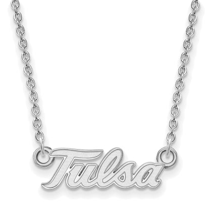 10K White Gold Logoart University Of Tulsa T U Small Pendant 18 Inch Necklace