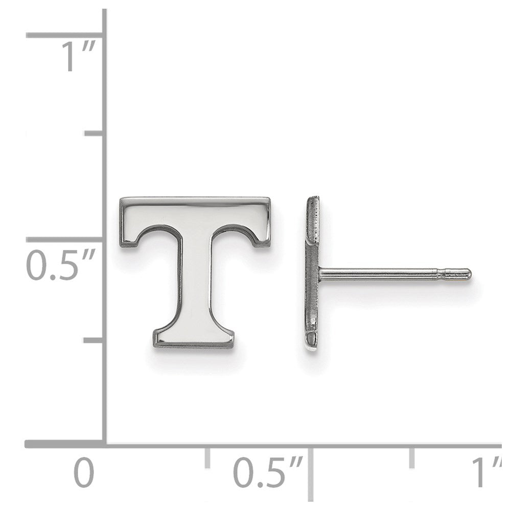 Sterling Silver Rhodium Plated Logoart University Of Tennessee Letter T Extra Small Post Earrings