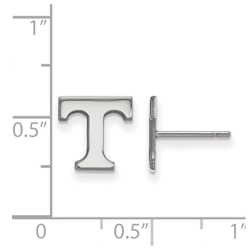 Sterling Silver Rhodium Plated Logoart University Of Tennessee Letter T Extra Small Post Earrings