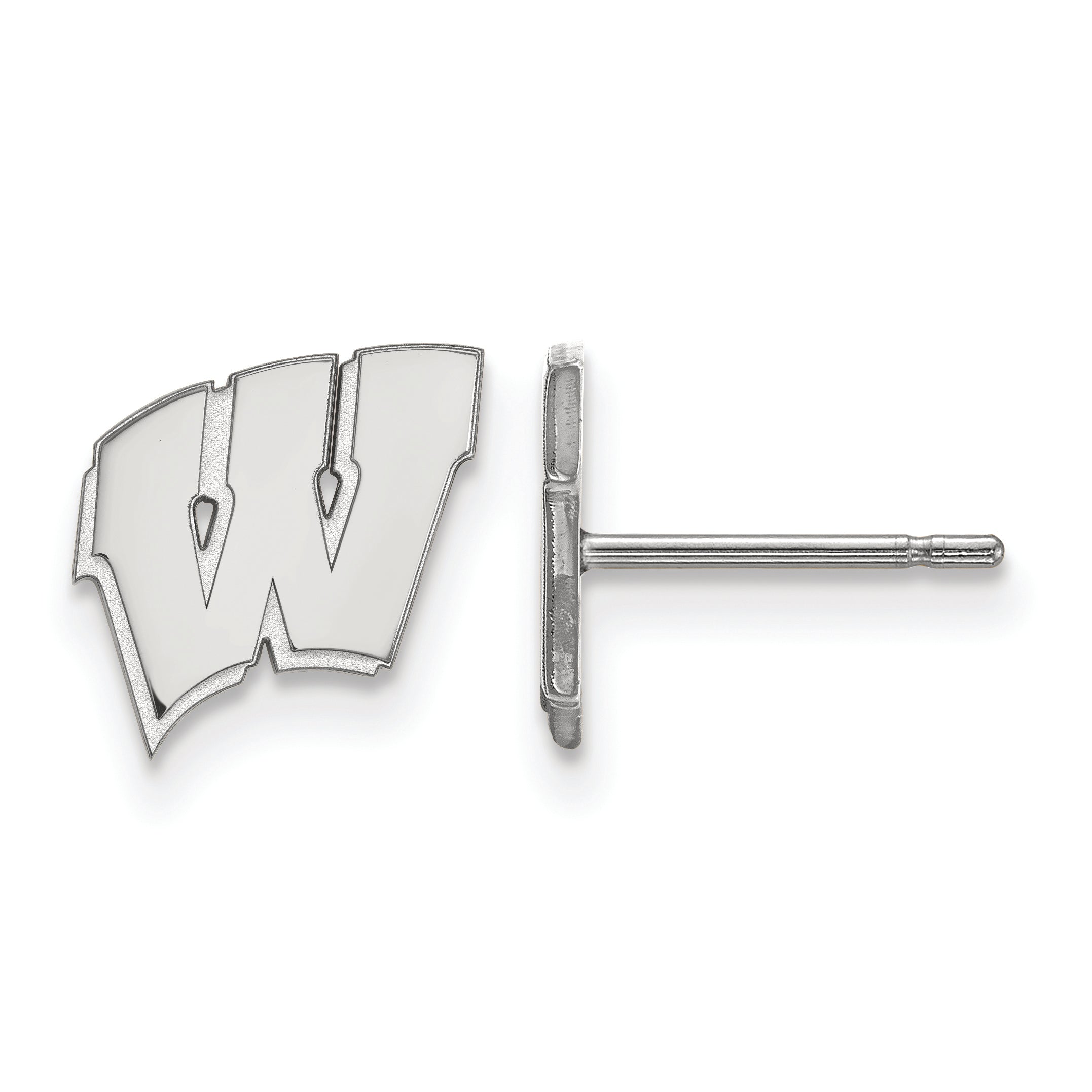 10K White Gold Logoart University Of Wisconsin Letter W Extra Small Post Earrings